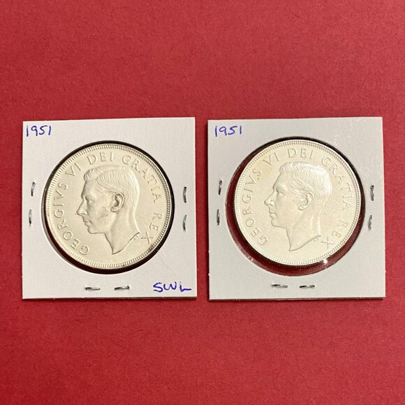 Fantastic Pair of 1951 Canada Uncirculated Silver $1 Coins! - Picture 2 of 16